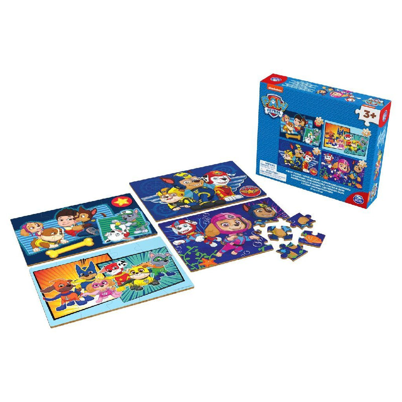 Load image into Gallery viewer, Paw patrol shoe box 4 houten puzzels 12-16-20-24 stukjes
