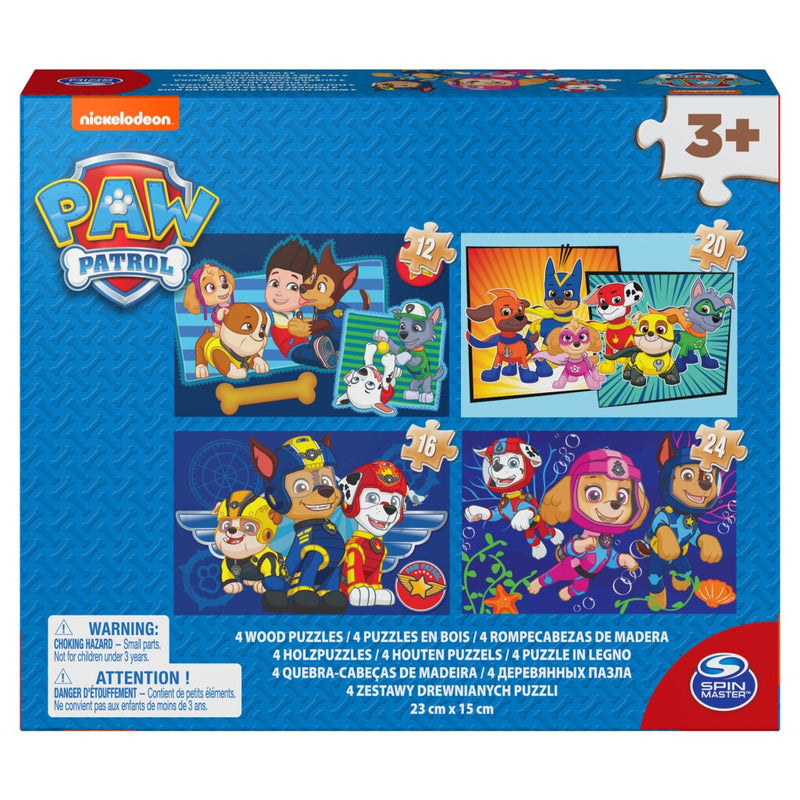 Load image into Gallery viewer, Paw patrol shoe box 4 houten puzzels 12-16-20-24 stukjes
