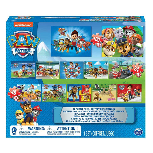 Paw patrol 12in1 puzzelset 25 48 100 stukjes