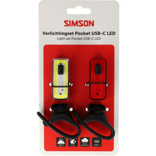 Simson verlichtingsset aurora pocket - usb-c oplaadbaar