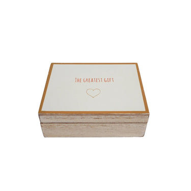 Opbergdoosje the greatest gift beige hout 12x9x4cm