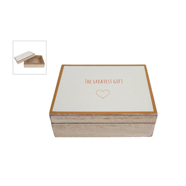 Opbergdoosje the greatest gift beige hout 12x9x4cm