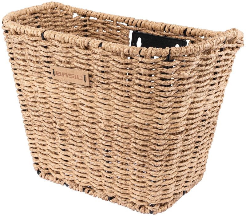 Load image into Gallery viewer, Basil Bremen Rattan Look FM - fietsmand - voorop - inclusief Basil FM stuurpenhouder - lichtbruin
