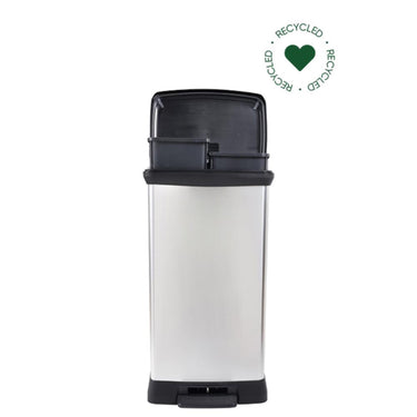 Curver decobin duo prullenbak - 23l+23l - rechthoekig - metallic