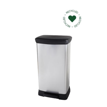 Curver decobin duo prullenbak - 23l+23l - rechthoekig - metallic