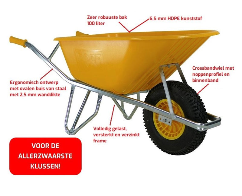 Load image into Gallery viewer, Fort producten kruiwagen 100l straatmakers geel
