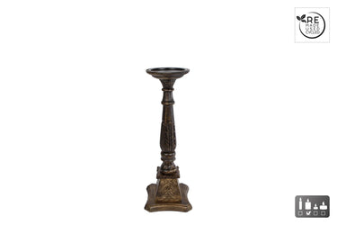 Cosydecor kandelaar kathedraal m zwart gerecycled hout 15x15x44cm