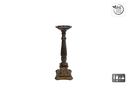 Cosydecor kandelaar kathedraal m zwart gerecycled hout 15x15x44cm