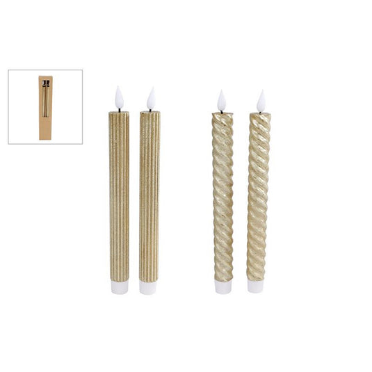 Cosydecor kaars led goud 2,4x25cm set a 2 stuks