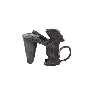 Kandelaar mouse metaal 9,5x4,5x7cm antiek grijs