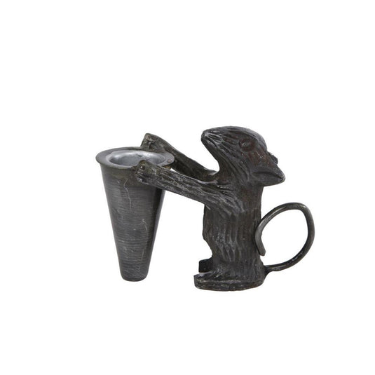 Kandelaar mouse metaal 9,5x4,5x7cm antiek grijs