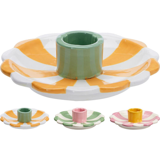 Home styling kandelaar 12cm 3 assorti kandelaar streep 12cm