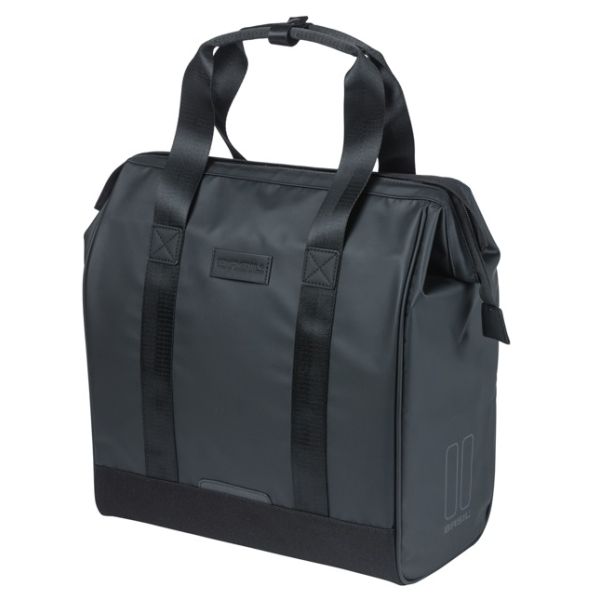 Load image into Gallery viewer, Basil tas grand tarpaulin shopper zwart mik hooks | 23l
