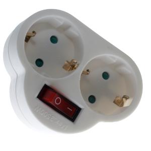 Enzo randaarde stekkeradapter dubbel schakelaar 6140885