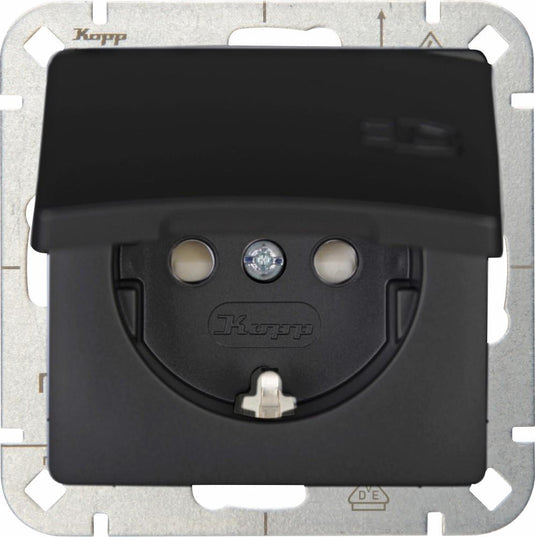 Kopp hk05 mat zwart inbouw stopcontact ra met deksel - 4621710
