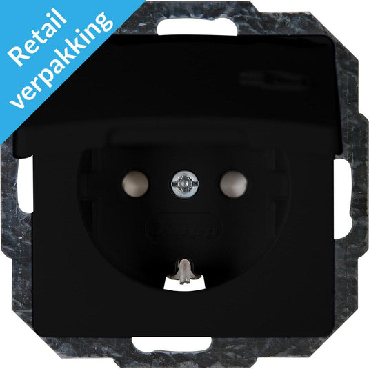 Kopp paris mat zwart inbouw stopcontact ra met deksel - 4625310