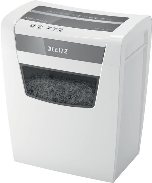 Leitz iq slim home office papierversnipperaar - p4 snippers - tot 10 vel - 23l - wit