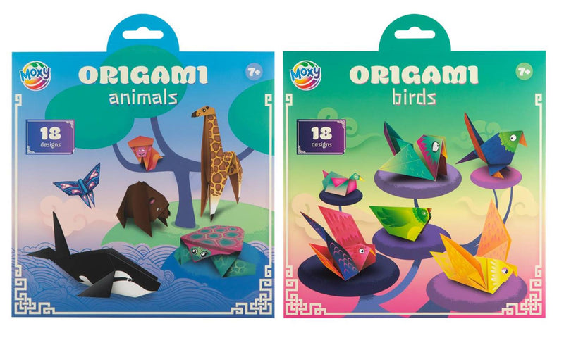 Load image into Gallery viewer, Moxy origami, 19,5x19,5cm 12 vellen 2 assorti dieren vogels
