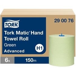 Handdoekrollen tork matic advanced papier 2-laags groen pak 6 rollen