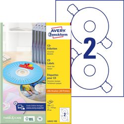 Cd etiketten avery zweckform l6043-100 wit 200 stuks