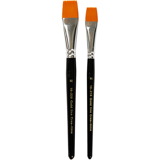 Gold line penselen, afm 16+20, l: 19-20 cm, b: 17-24 mm, plat, 2 stuk 1 doos