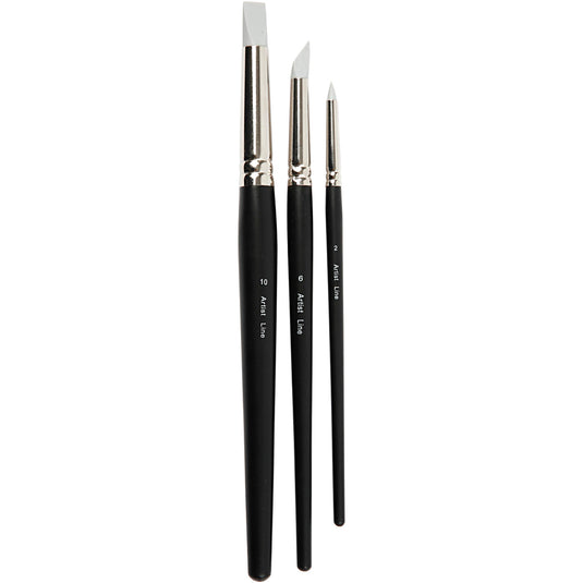 Artist line, afm 2+6+10, l: 19-25 cm, b: 6+10+15 mm, plat,rond, 3 stuk 1 doos