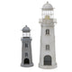 Boltze home lantaarn vuurtoren grijs-wit glas metaal set 2-delig h54-75cm
