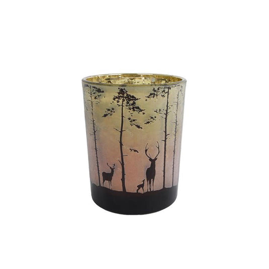 Cosydecor theelichthouder glas forest h12,5cm