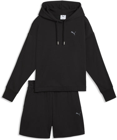Puma short hooded relaxed suit 5” tr dames trainingspak - black