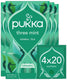 Pukka tea three mint - 80 theezakjes - biologische kruidenthee - 4 x 20 zakjes - thee voordeelverpakking