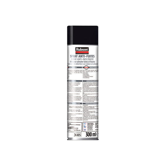 Rubson anti - infiltratie spray 300ml zwart | coating isolatie spray zwart | overschilderbaar repair coating spray | universele toepassing | vloeibaar rubber seal | rubber spray rubber coating.