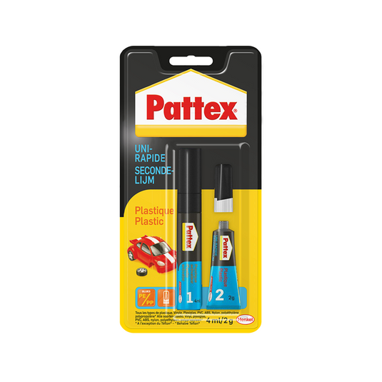Pattex plastics lijm 2 g + 4ml | universele plasticlijm voor alle toepassingen | bindend gebruik duo-plasticlijm .