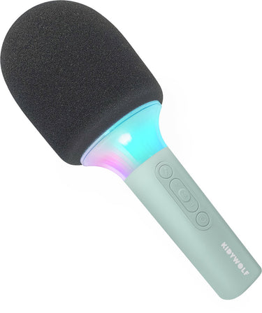 Kidywolf kidymic groen – draadloze karaoke microfoon voor kinderen met bluetooth, led lichteffecten stemvervorming
