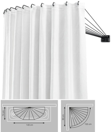 Sealskin swing - douchegordijnstangset - rond - 12 stangen - flexibel toepasbaar in hoek of vlakke wand - zwart
