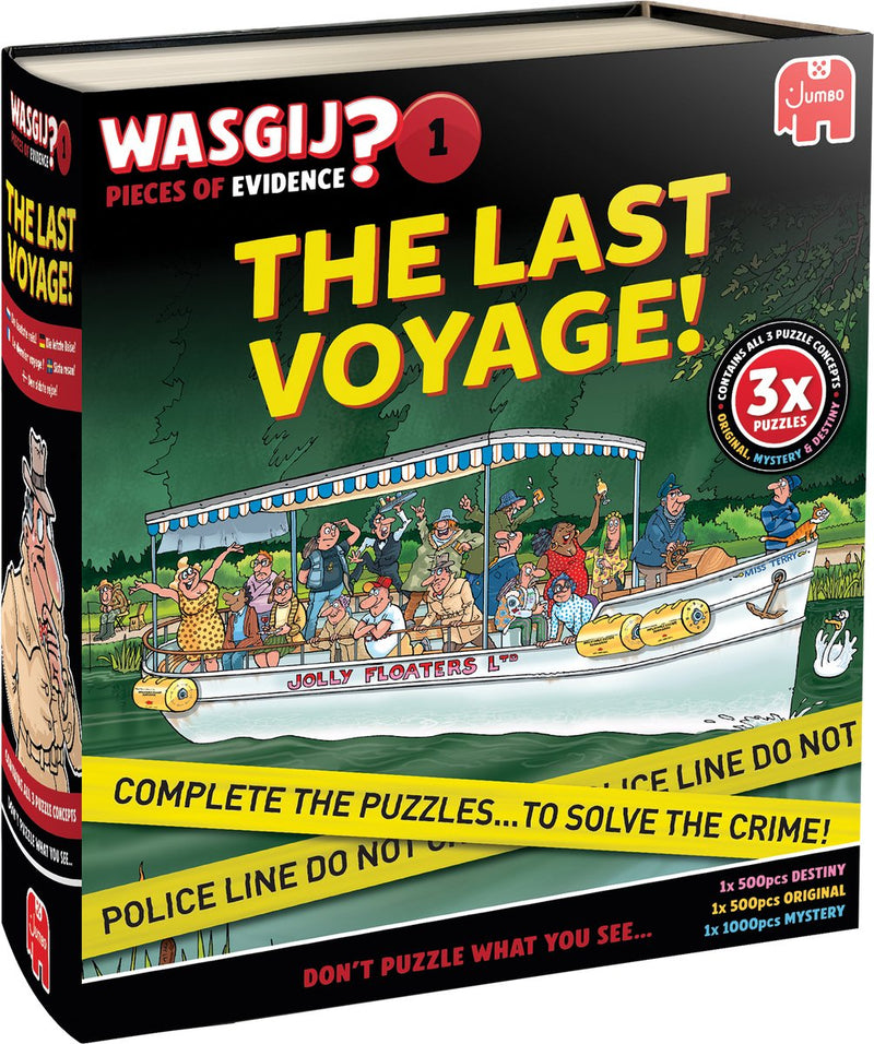 Load image into Gallery viewer, Wasgij pieces of evidence - the last voyage – unieke 3-in-1 puzzel met mysterie
