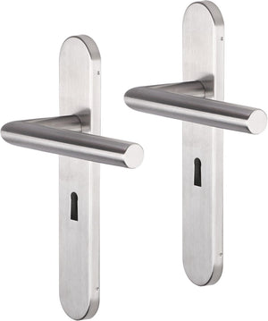 Impresso deurkruk - harrow - voor binnen - ovaal - deurschild met sleutelgat - rvs - 2 stuks