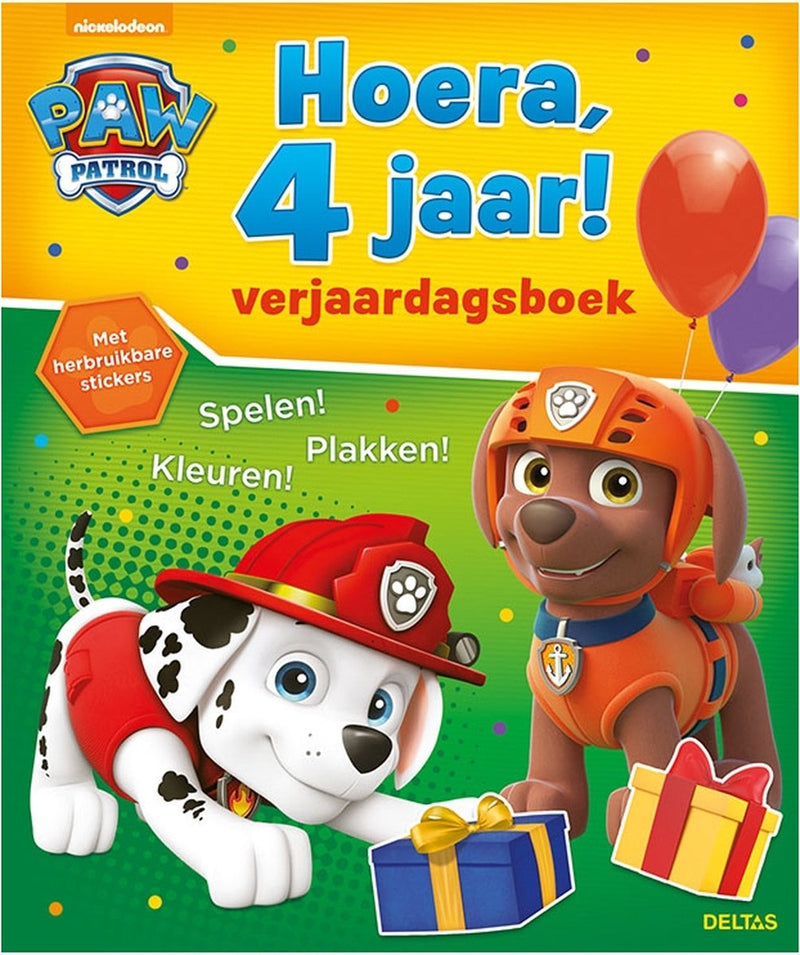 Load image into Gallery viewer, Paw patrol verjaardagsboek - hoera, 4 jaar!
