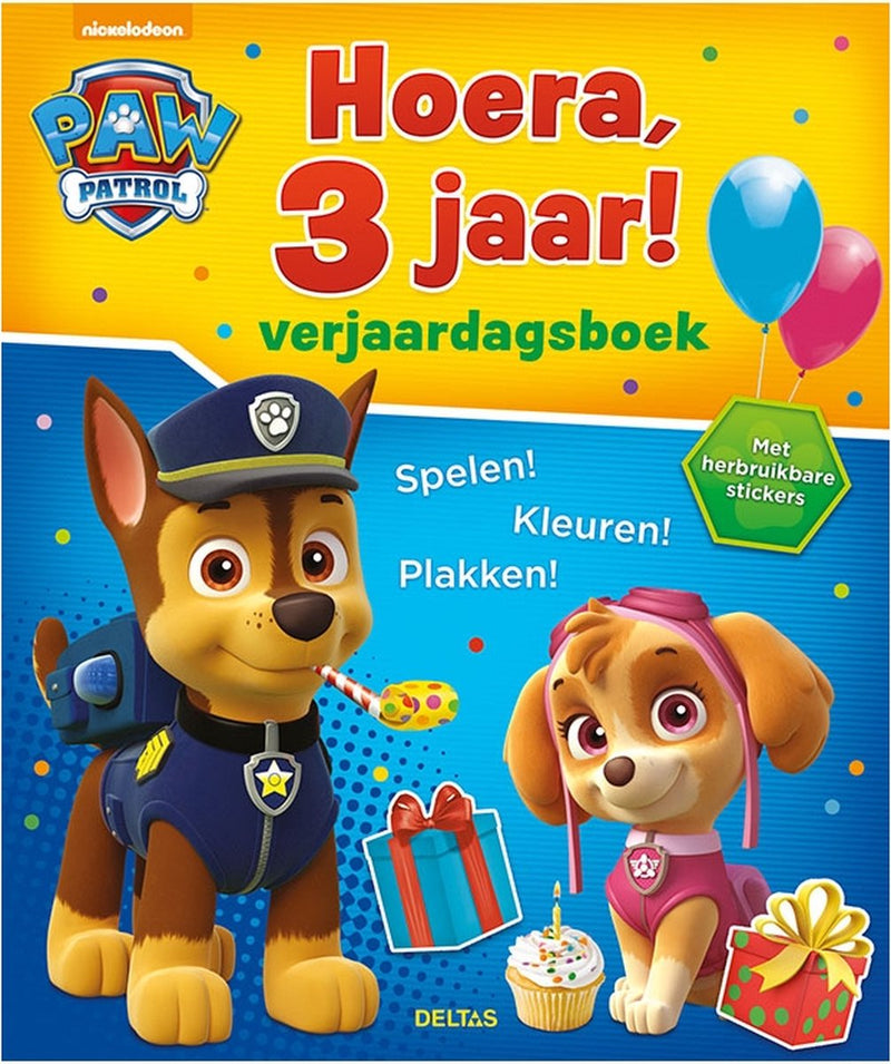 Load image into Gallery viewer, Paw patrol verjaardagsboek - hoera, 3 jaar!
