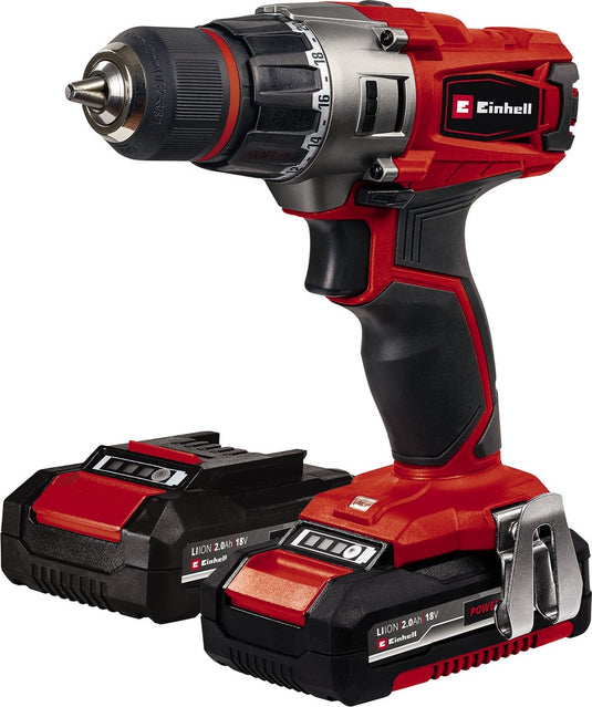 Einhell accu boor- schroefmachine te-cd 18 2 li kit - power x-change - 18 v li-ion - 44 nm - 10 mm snelspanboorkop - incl. 2x 2.0 ah accu en lader