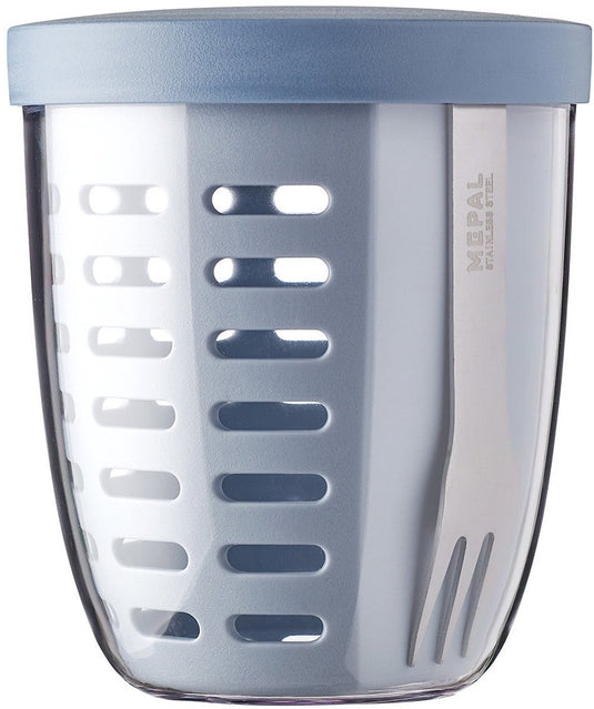 Mepal - ellipse fruit veggie pot - 600 ml - incl. vorkje - nordic blue
