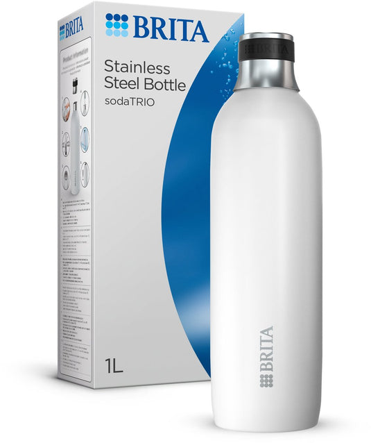 Brita - sodatrio - roestvrij stalen fles - wit - groot - 1-pack