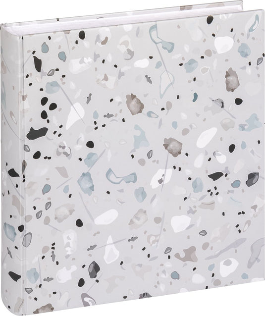 Walther fa-298-3 terrazzo stone grey - design album - formaat 30x30 cm - 60 witte pagina's - steen grijs