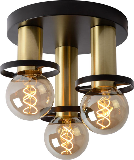 Lucide anaka - plafonnière (plafondlamp) - ø 30 cm - 3xe27 - zwart