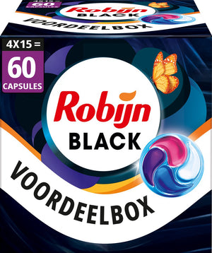 Robijn wasmiddel - 4-in-1 wascapsules - black velvet - 4 x 15 stuks - 60 wasbeurten - voordeelverpakking