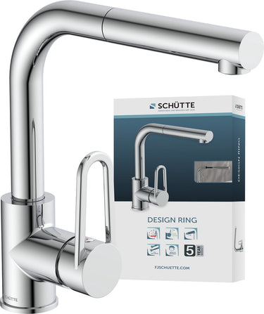 Schütte design ring keukenkraan - mengkraan - met uittrekbare uitloop - chroom