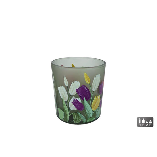 Theelicht tulp glas 7,5x7,5x8cm