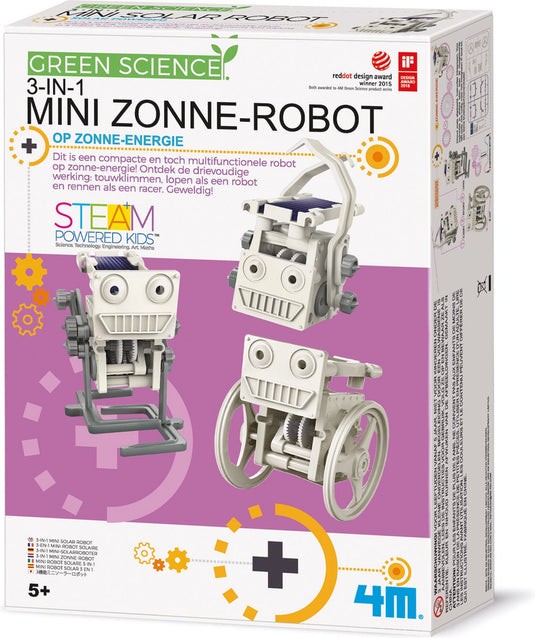 4m wetenschap en spel - zonne-energie robot - 3-in-1 - bouwpakket - kidzlabs - green science - 5+