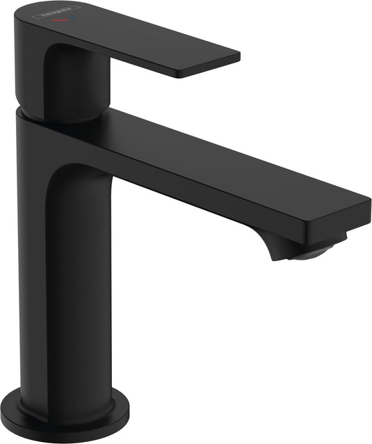 Hansgrohe rebris e - wastafelmengkraan - ééngreeps bediening - coolstart energiebesparend - met trekwaste - 110mm maat - mat zwart