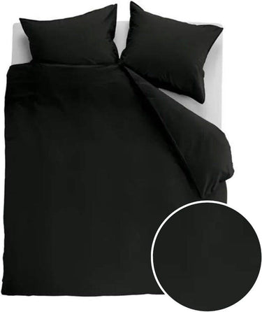 Ambiante cotton uni dekbedovertrek - effen - tweepersoons - 200x200 220 cm - zwart