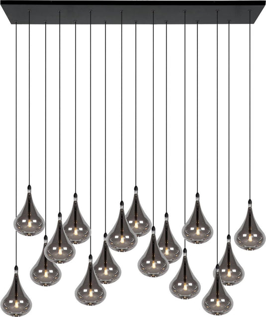 Lucide tears - hanglamp - led dimbaar - g4 - 16x1,5w 3000k - zwart
